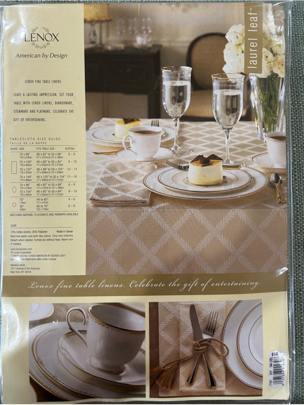 Lenox Laurel Leaf Beige Elegant Tablecloth